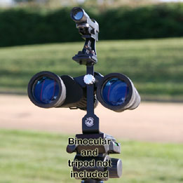 Combined red-dot  finder and mounting bracket for binoculars